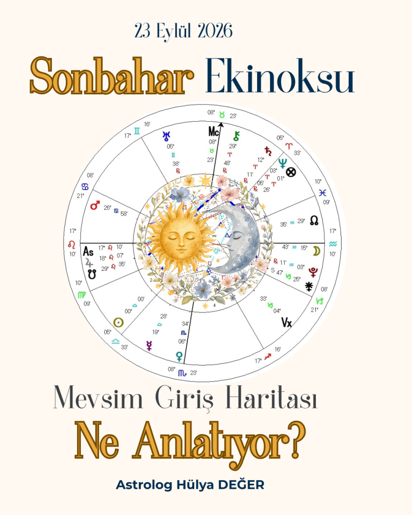 23 Eylül 2026 tarihli Sonbahar Ekinoksu Mevsim Giriş Haritası ve Astrolog Hülya DEĞER'in analizine dair bilgi.